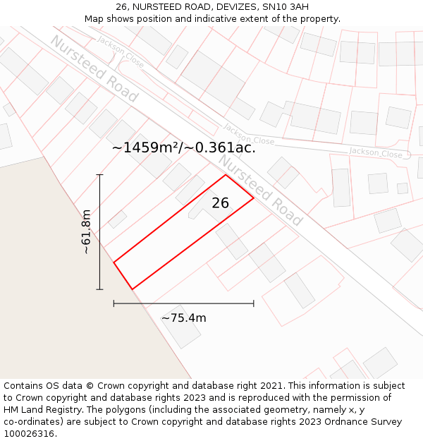 26, NURSTEED ROAD, DEVIZES, SN10 3AH: Plot and title map