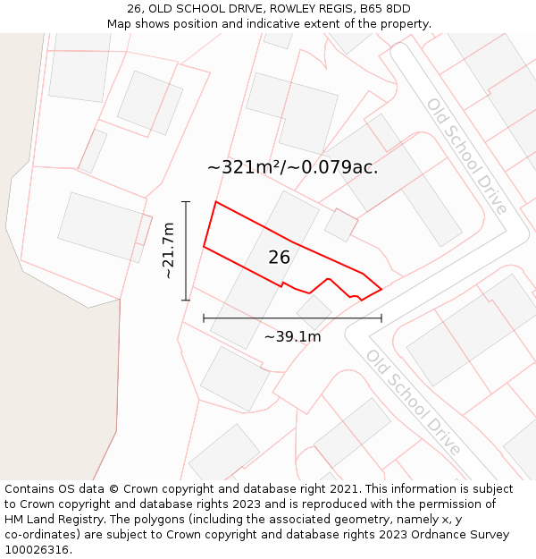 26, OLD SCHOOL DRIVE, ROWLEY REGIS, B65 8DD: Plot and title map