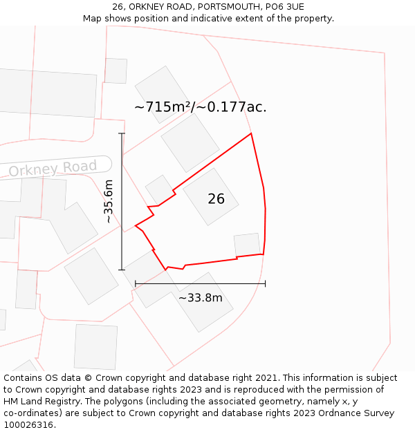 26, ORKNEY ROAD, PORTSMOUTH, PO6 3UE: Plot and title map