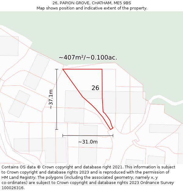 26, PAPION GROVE, CHATHAM, ME5 9BS: Plot and title map