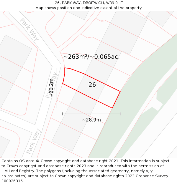 26, PARK WAY, DROITWICH, WR9 9HE: Plot and title map