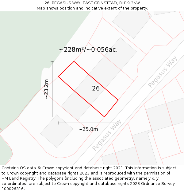 26, PEGASUS WAY, EAST GRINSTEAD, RH19 3NW: Plot and title map