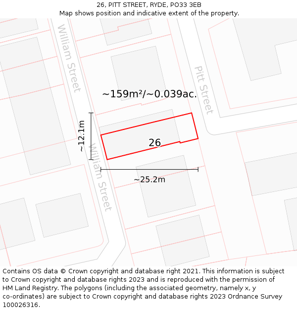 26, PITT STREET, RYDE, PO33 3EB: Plot and title map