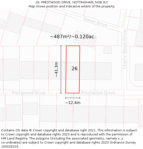 26, PRESTWOOD DRIVE, NOTTINGHAM, NG8 3LY: Plot and title map