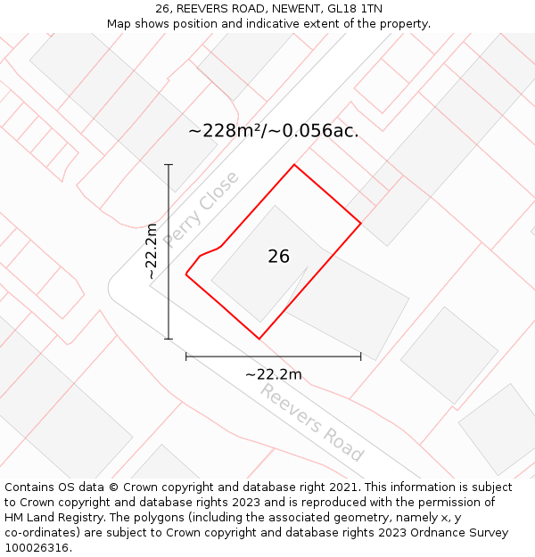 26, REEVERS ROAD, NEWENT, GL18 1TN: Plot and title map