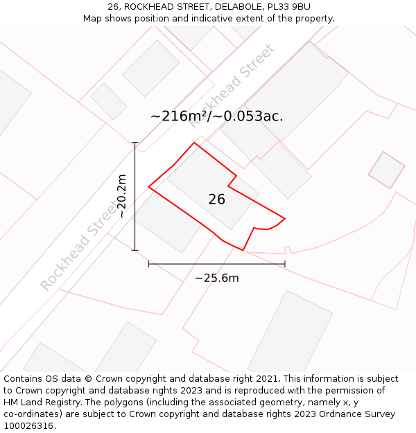 26, ROCKHEAD STREET, DELABOLE, PL33 9BU: Plot and title map