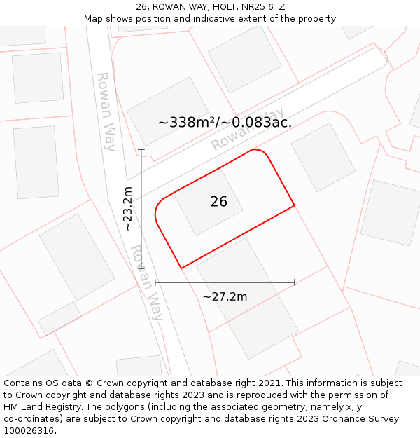 26, ROWAN WAY, HOLT, NR25 6TZ: Plot and title map