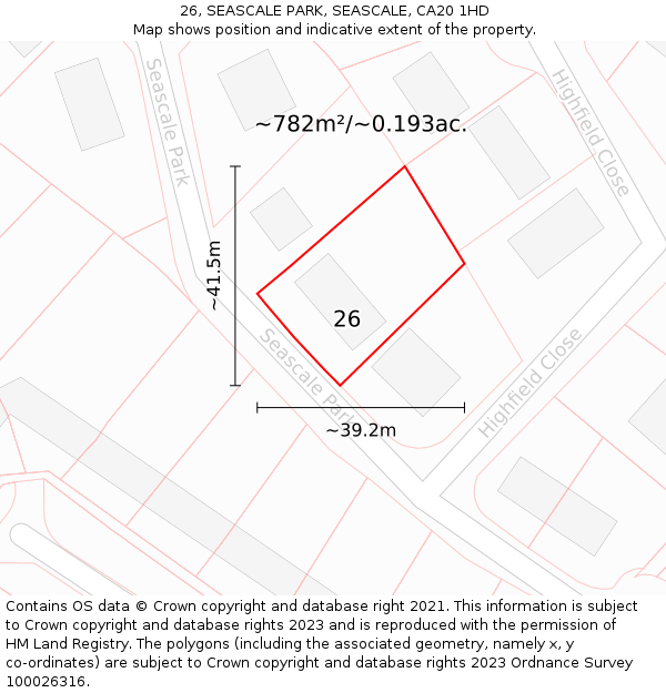 26, SEASCALE PARK, SEASCALE, CA20 1HD: Plot and title map