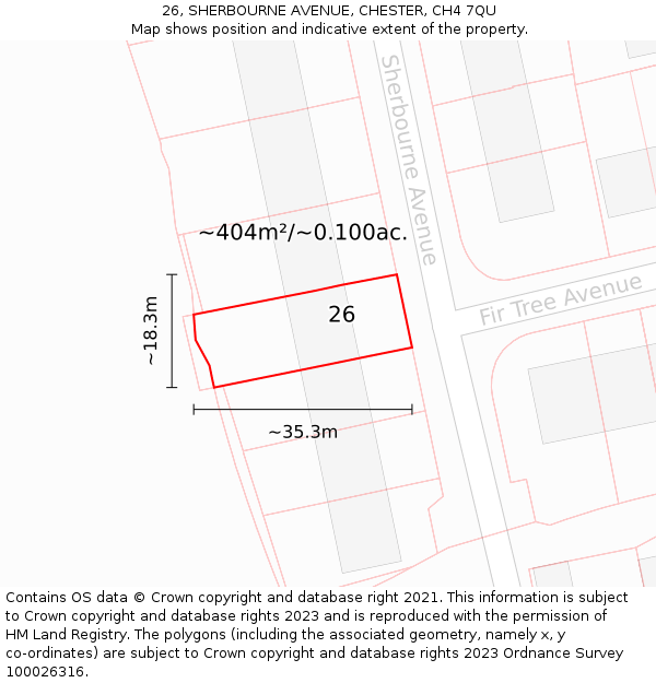 26, SHERBOURNE AVENUE, CHESTER, CH4 7QU: Plot and title map