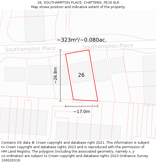 26, SOUTHAMPTON PLACE, CHATTERIS, PE16 6LR: Plot and title map