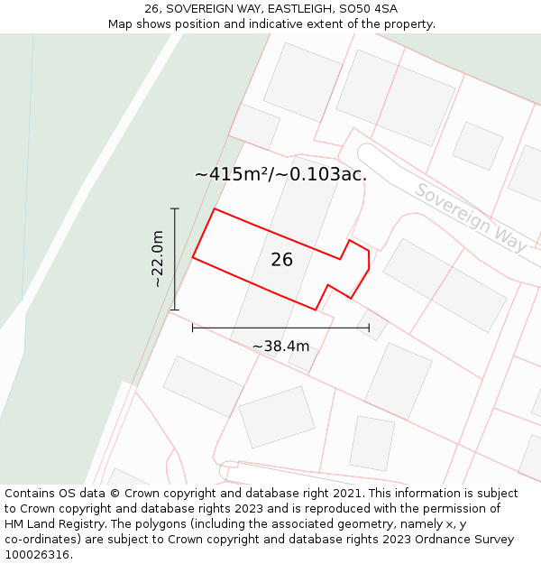 26, SOVEREIGN WAY, EASTLEIGH, SO50 4SA: Plot and title map