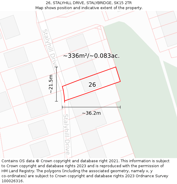 26, STALYHILL DRIVE, STALYBRIDGE, SK15 2TR: Plot and title map