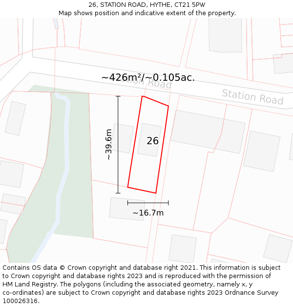 26, STATION ROAD, HYTHE, CT21 5PW: Plot and title map