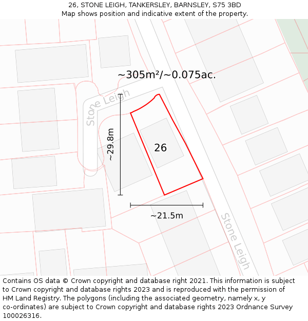 26, STONE LEIGH, TANKERSLEY, BARNSLEY, S75 3BD: Plot and title map