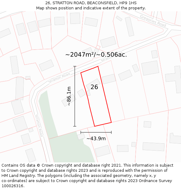 26, STRATTON ROAD, BEACONSFIELD, HP9 1HS: Plot and title map