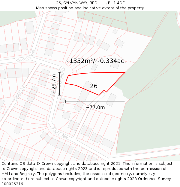 26, SYLVAN WAY, REDHILL, RH1 4DE: Plot and title map