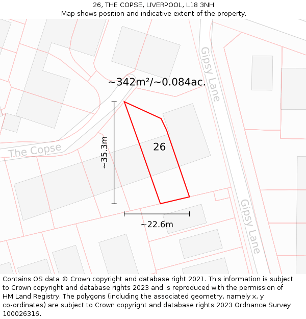 26, THE COPSE, LIVERPOOL, L18 3NH: Plot and title map