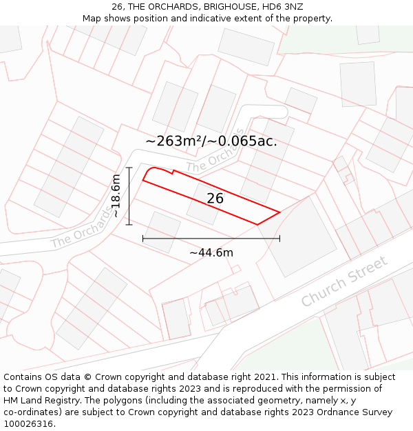 26, THE ORCHARDS, BRIGHOUSE, HD6 3NZ: Plot and title map