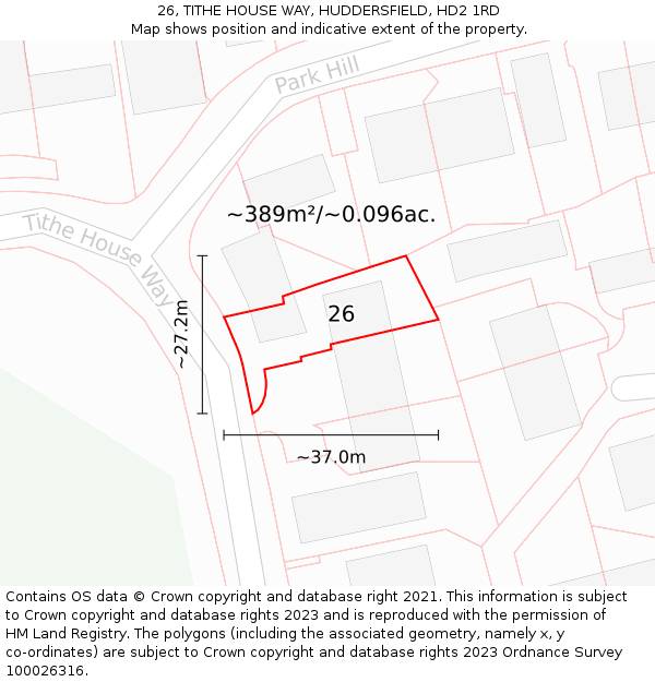 26, TITHE HOUSE WAY, HUDDERSFIELD, HD2 1RD: Plot and title map