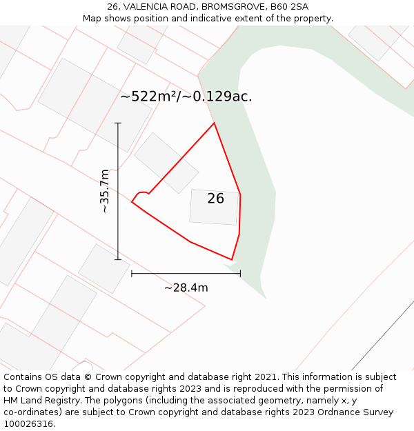 26, VALENCIA ROAD, BROMSGROVE, B60 2SA: Plot and title map