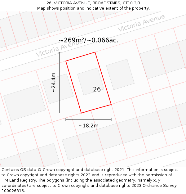 26, VICTORIA AVENUE, BROADSTAIRS, CT10 3JB: Plot and title map