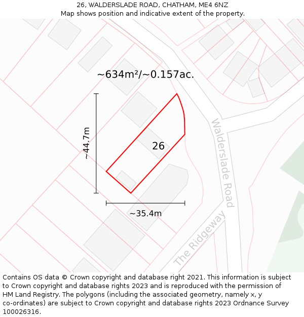 26, WALDERSLADE ROAD, CHATHAM, ME4 6NZ: Plot and title map