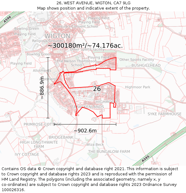 26, WEST AVENUE, WIGTON, CA7 9LG: Plot and title map