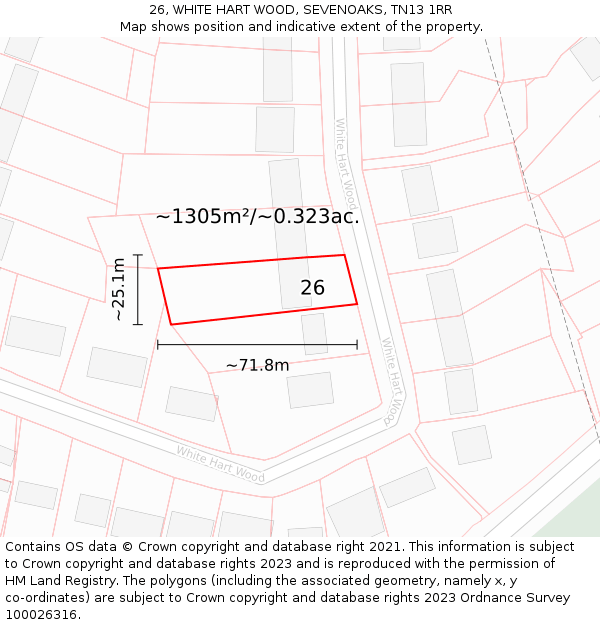 26, WHITE HART WOOD, SEVENOAKS, TN13 1RR: Plot and title map