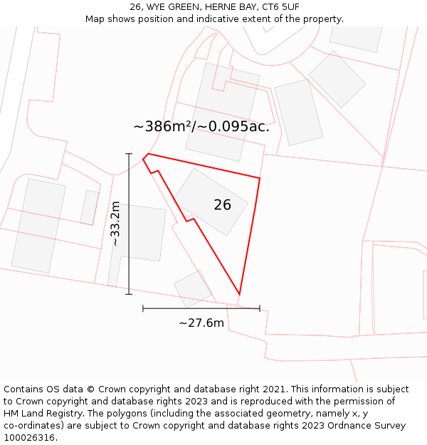 26, WYE GREEN, HERNE BAY, CT6 5UF: Plot and title map