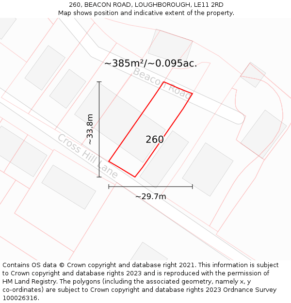 260, BEACON ROAD, LOUGHBOROUGH, LE11 2RD: Plot and title map