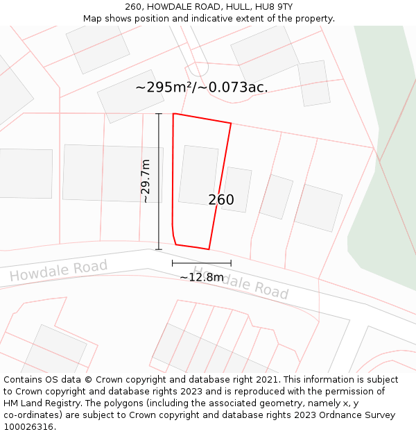 260, HOWDALE ROAD, HULL, HU8 9TY: Plot and title map