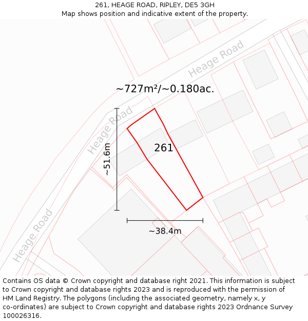 261, HEAGE ROAD, RIPLEY, DE5 3GH: Plot and title map