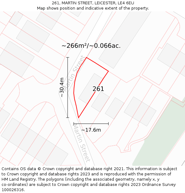 261, MARTIN STREET, LEICESTER, LE4 6EU: Plot and title map