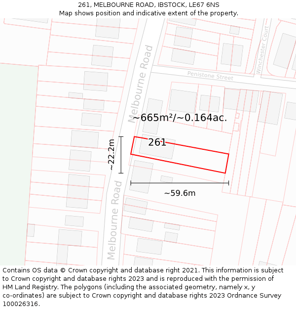 261, MELBOURNE ROAD, IBSTOCK, LE67 6NS: Plot and title map