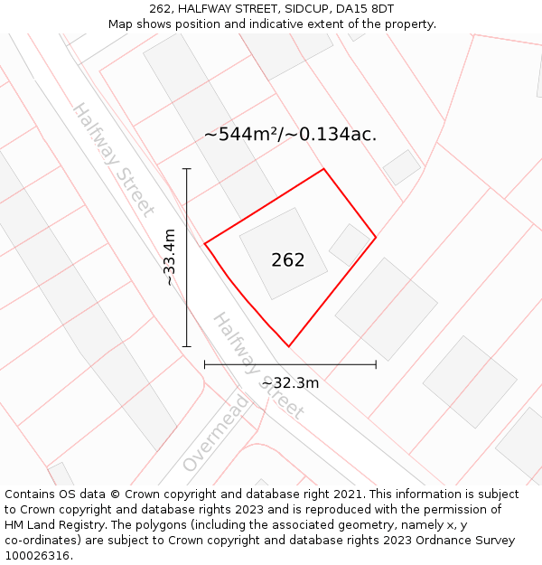 262, HALFWAY STREET, SIDCUP, DA15 8DT: Plot and title map
