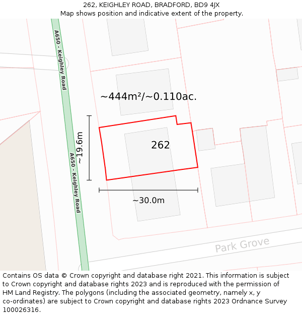 262, KEIGHLEY ROAD, BRADFORD, BD9 4JX: Plot and title map