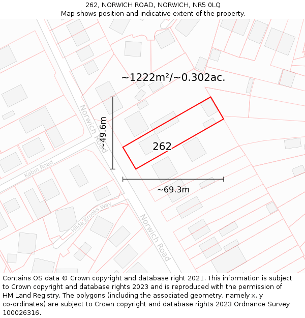 262, NORWICH ROAD, NORWICH, NR5 0LQ: Plot and title map