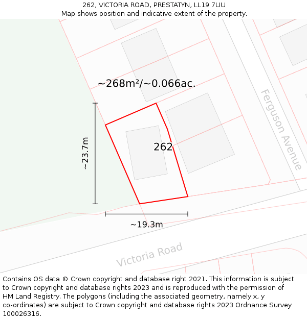 262, VICTORIA ROAD, PRESTATYN, LL19 7UU: Plot and title map