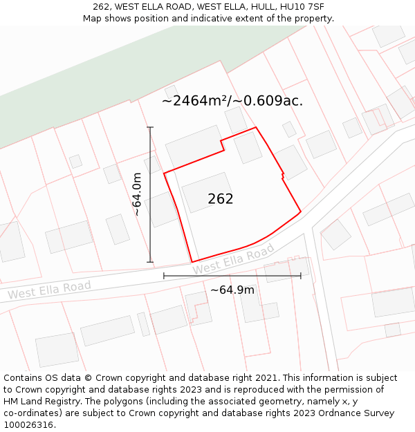 262, WEST ELLA ROAD, WEST ELLA, HULL, HU10 7SF: Plot and title map