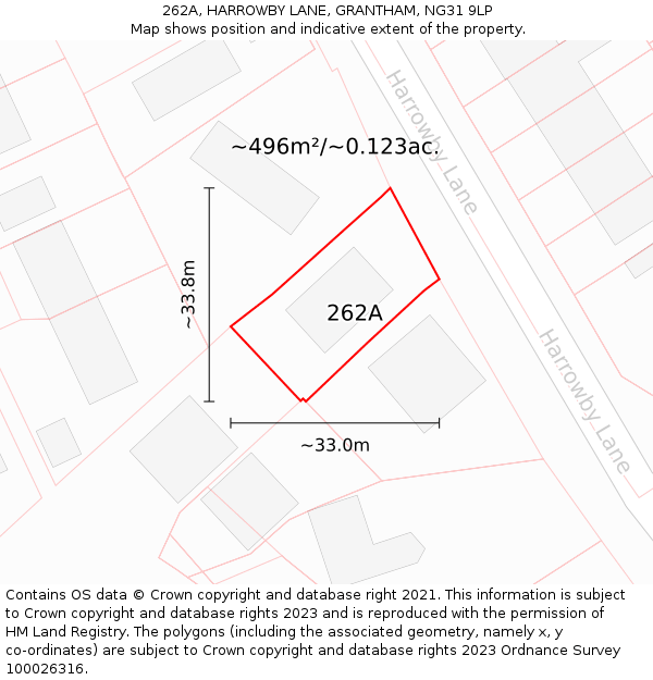 262A, HARROWBY LANE, GRANTHAM, NG31 9LP: Plot and title map