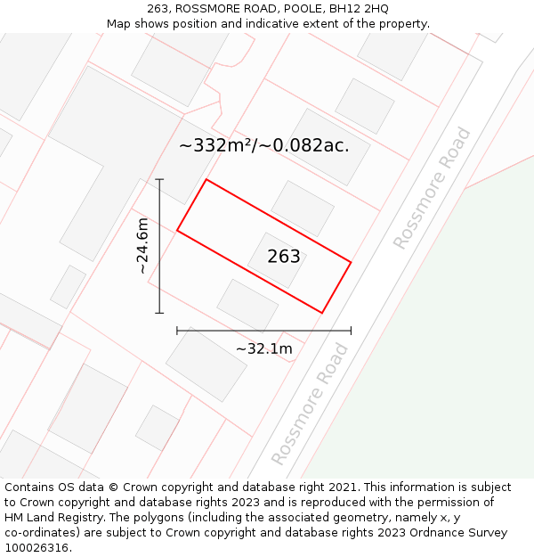 263, ROSSMORE ROAD, POOLE, BH12 2HQ: Plot and title map