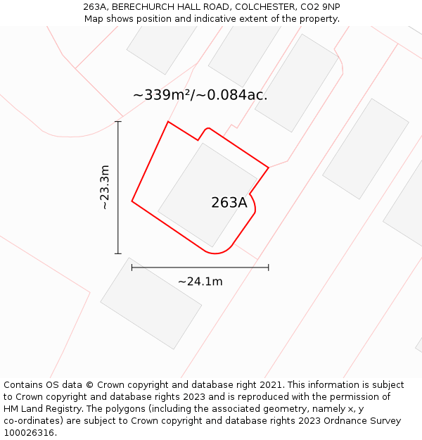 263A, BERECHURCH HALL ROAD, COLCHESTER, CO2 9NP: Plot and title map