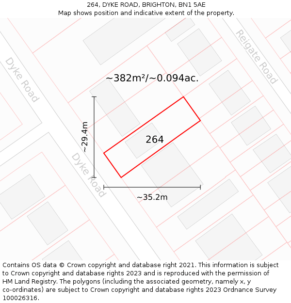 264, DYKE ROAD, BRIGHTON, BN1 5AE: Plot and title map