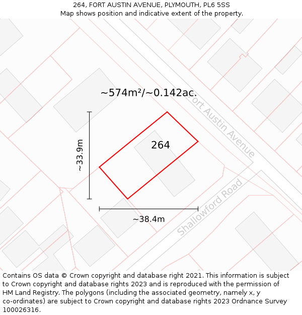 264, FORT AUSTIN AVENUE, PLYMOUTH, PL6 5SS: Plot and title map