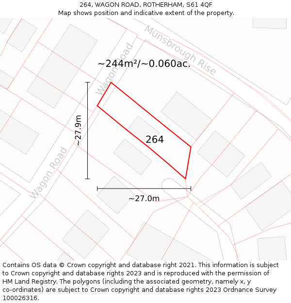 264, WAGON ROAD, ROTHERHAM, S61 4QF: Plot and title map