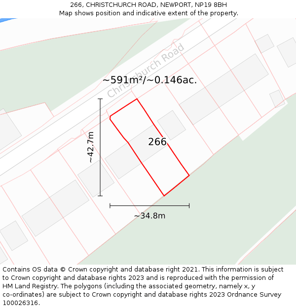 266, CHRISTCHURCH ROAD, NEWPORT, NP19 8BH: Plot and title map