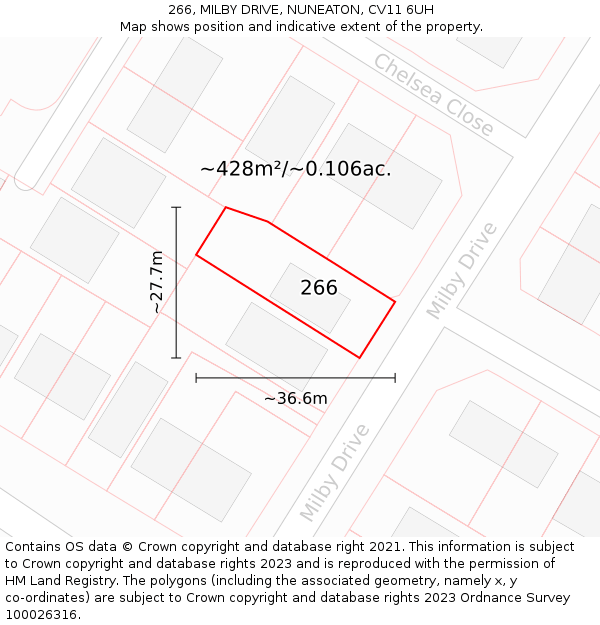 266, MILBY DRIVE, NUNEATON, CV11 6UH: Plot and title map