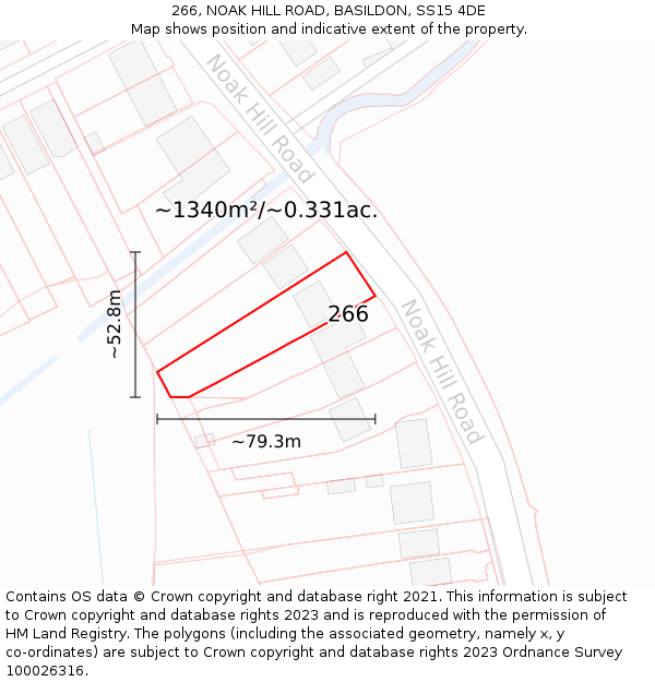 266, NOAK HILL ROAD, BASILDON, SS15 4DE: Plot and title map