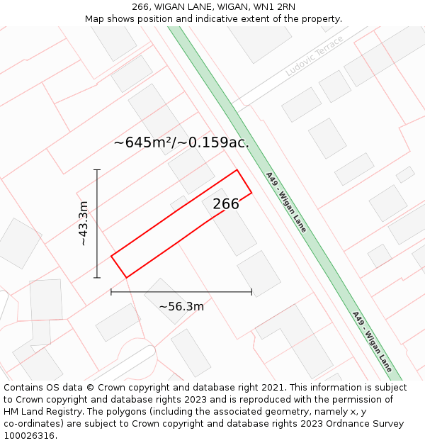 266, WIGAN LANE, WIGAN, WN1 2RN: Plot and title map