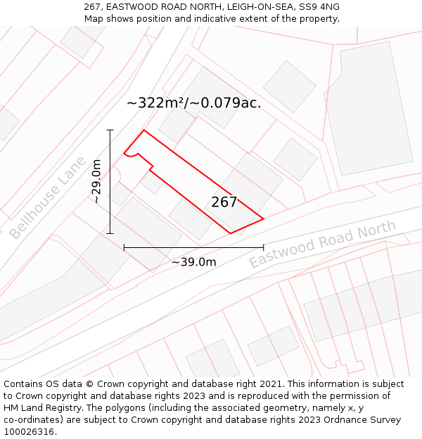 267, EASTWOOD ROAD NORTH, LEIGH-ON-SEA, SS9 4NG: Plot and title map